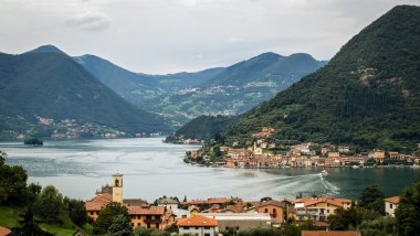 Lago di Iseo, Peschiera Maraglio, Italy clipart