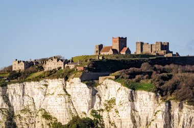 Dover, England, white cliffs and castle clipart