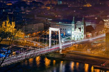 Budapest Elizabeth Bridge at night clipart