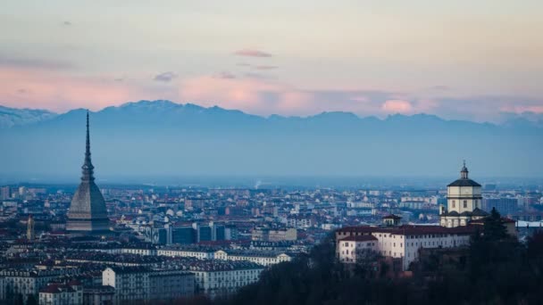 Turin (torino) hd zeitraffer panorama — Stockvideo