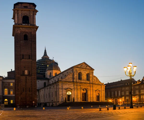 Catedral de Turim (Duomo di Torino) no crepúsculo — Fotografia de Stock