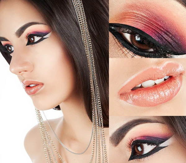 Makyaj güzellik kolaj, yakın çekim