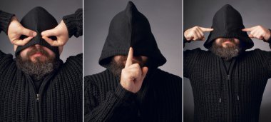 görme - kötü konuşma - duyma. iletişim concep