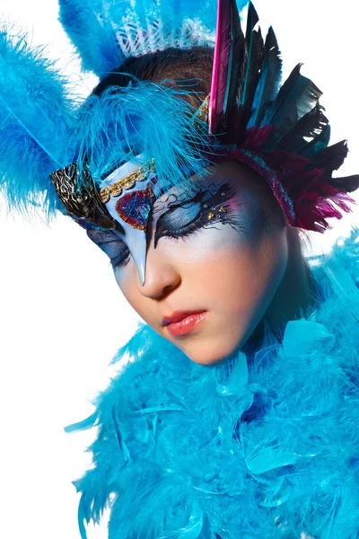 Flicka i karneval kostym Blue Bird — Stockfoto