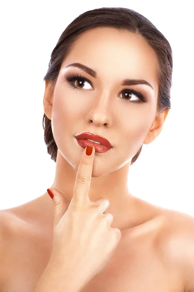 Retrato de una chica con maquillaje elemental — Foto de Stock