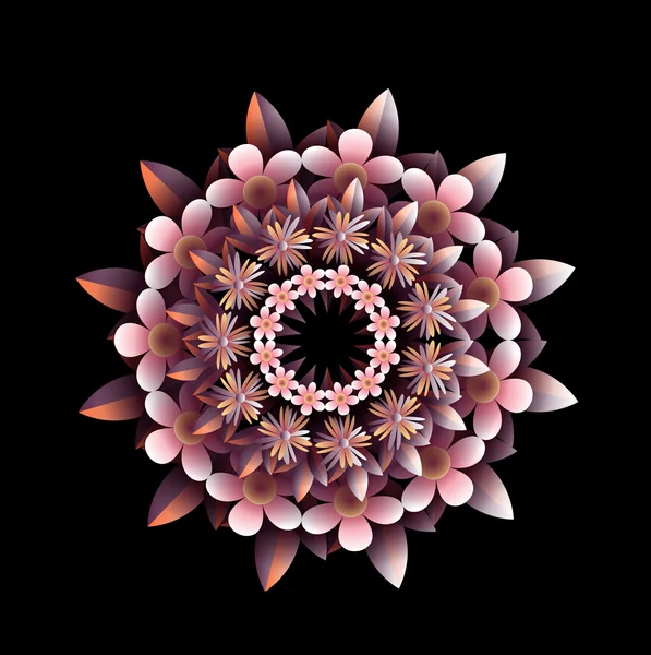 Adorno floral radial — Vector de stock