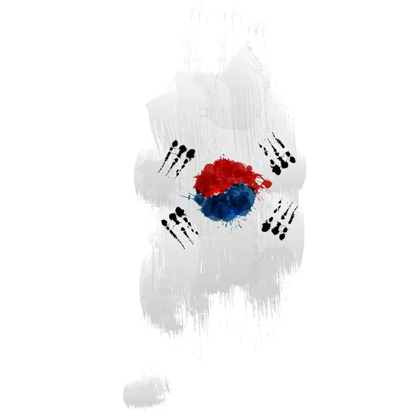 Mapa nieczysty Korei Południowej z flaga Korei Południowej — Wektor stockowy