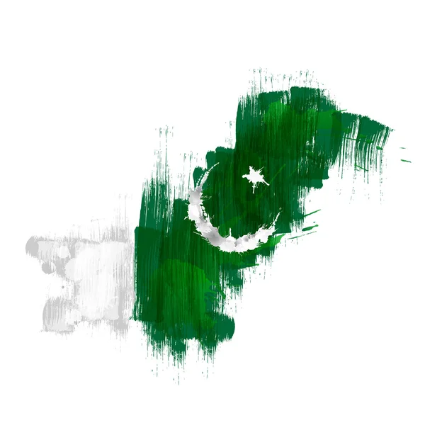Pakistanian bayrağıyla bağlantılı olarak Pakistan Grunge Haritası — Stok Vektör