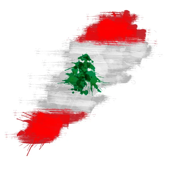 Grunge carte de Liban avec le drapeau libanais — Image vectorielle