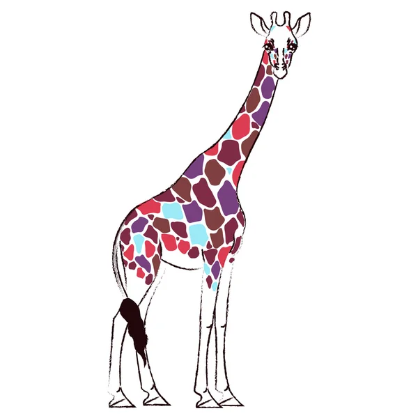 Girafe avec des taches psychédéliques colorées — Image vectorielle