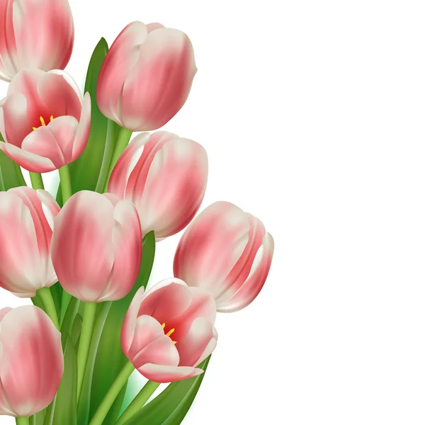 Realistyczne tulipany bukiet karta projekt szablonu — Wektor stockowy
