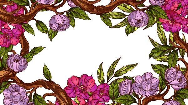 Vintage kleurrijke bloemen frame — Stockvector