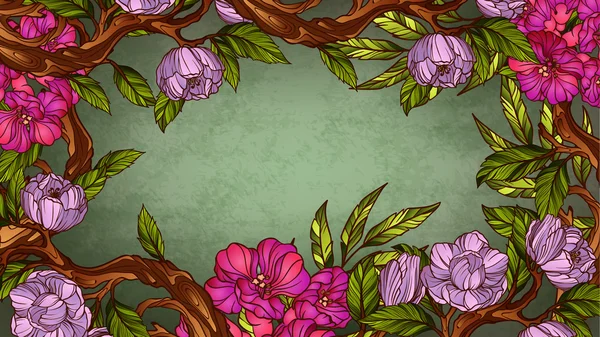 Cadre floral coloré vintage — Image vectorielle