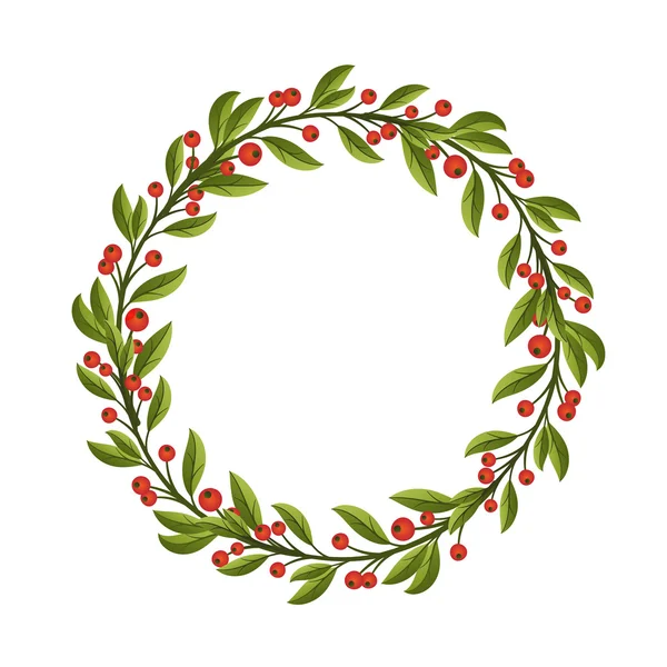Berries and leaves frame or wreath design template — Stock Vector