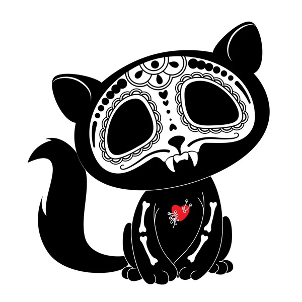 Día de los Muertos (Día de los Muertos) estilo gatito — Archivo Imágenes Vectoriales