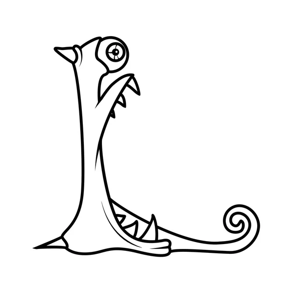 Monster alphabet coloring pages: letter L — Wektor stockowy