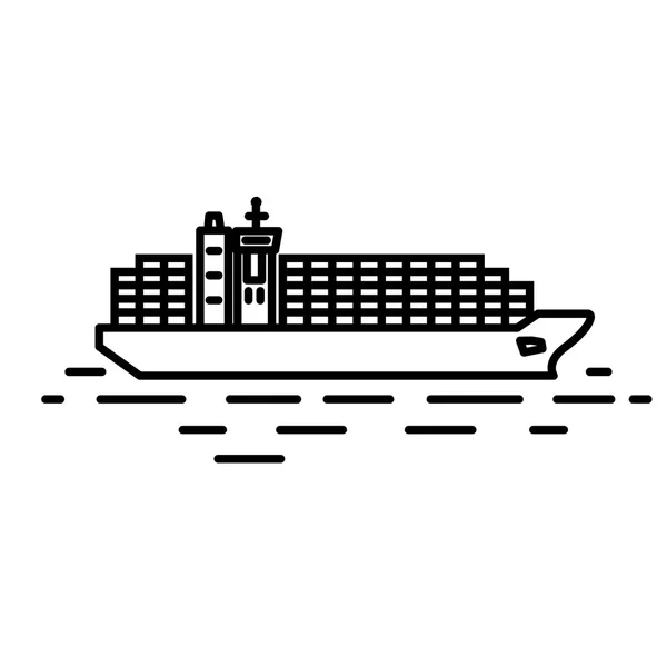 Vlakke lineaire containerschip illustratie — Stockvector