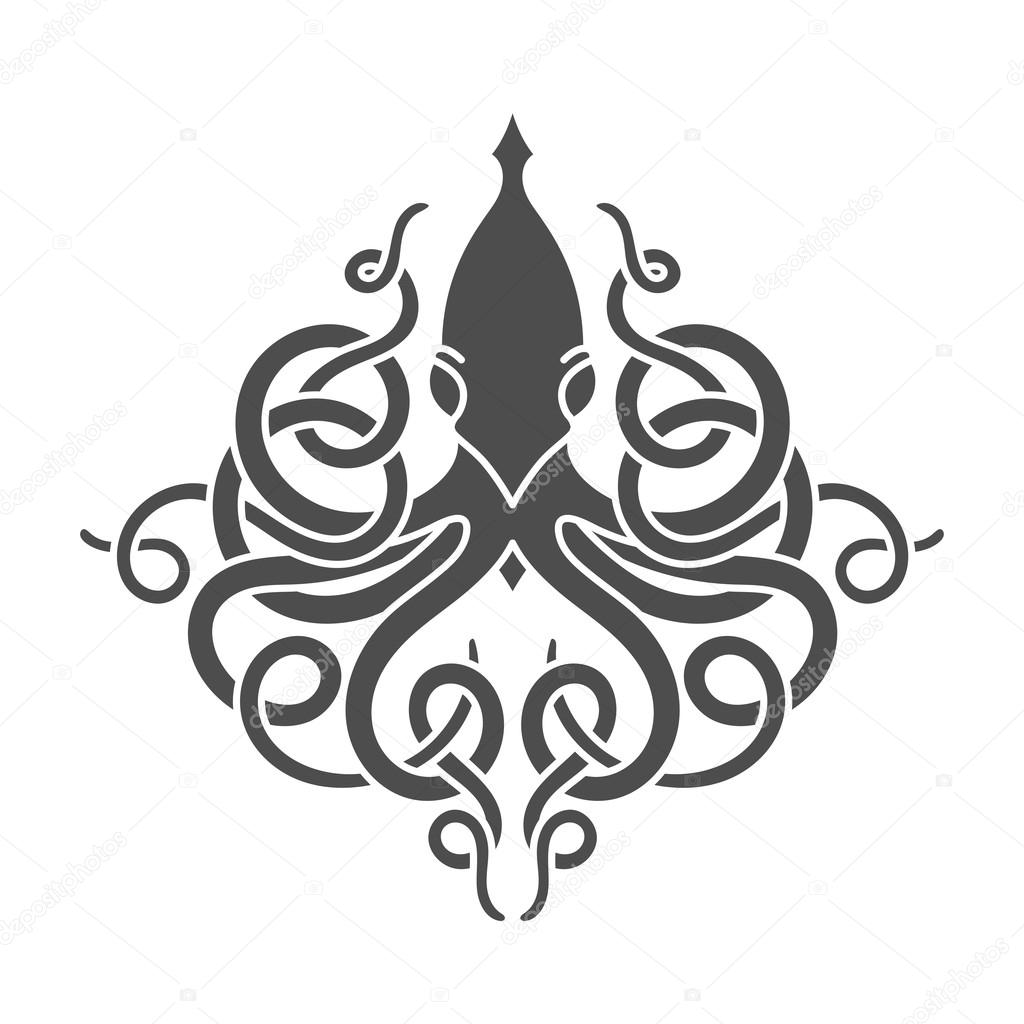 Flat linear kraken illustration