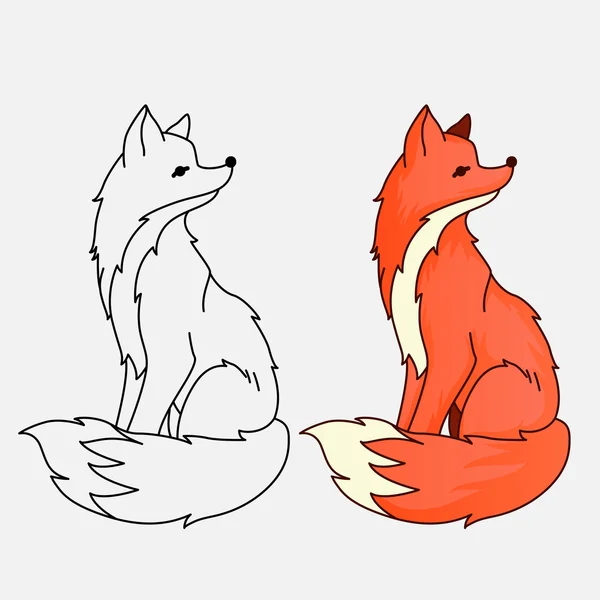 Red fox sitting illustration — Stock Vector