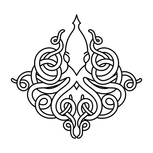 Platt linjär kraken illustration — Stock vektor
