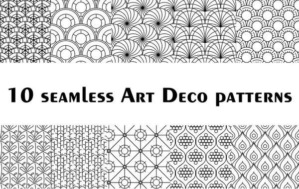 Set Art Deco Art Nouveau Seamless Patterns — Stock Vector