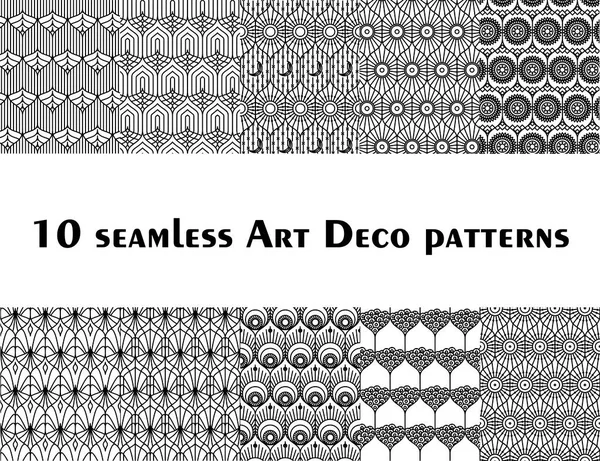 Set Art Deco Art Nouveau Seamless Patterns — Stock Vector