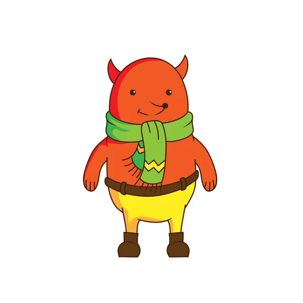 开朗的卡通狐狸字符戴围巾的裤子 — 图库矢量图片