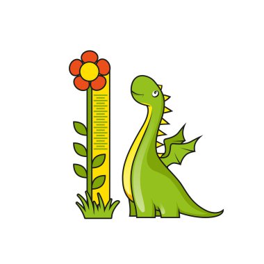 Cute little dragon with height measuring scale clipart