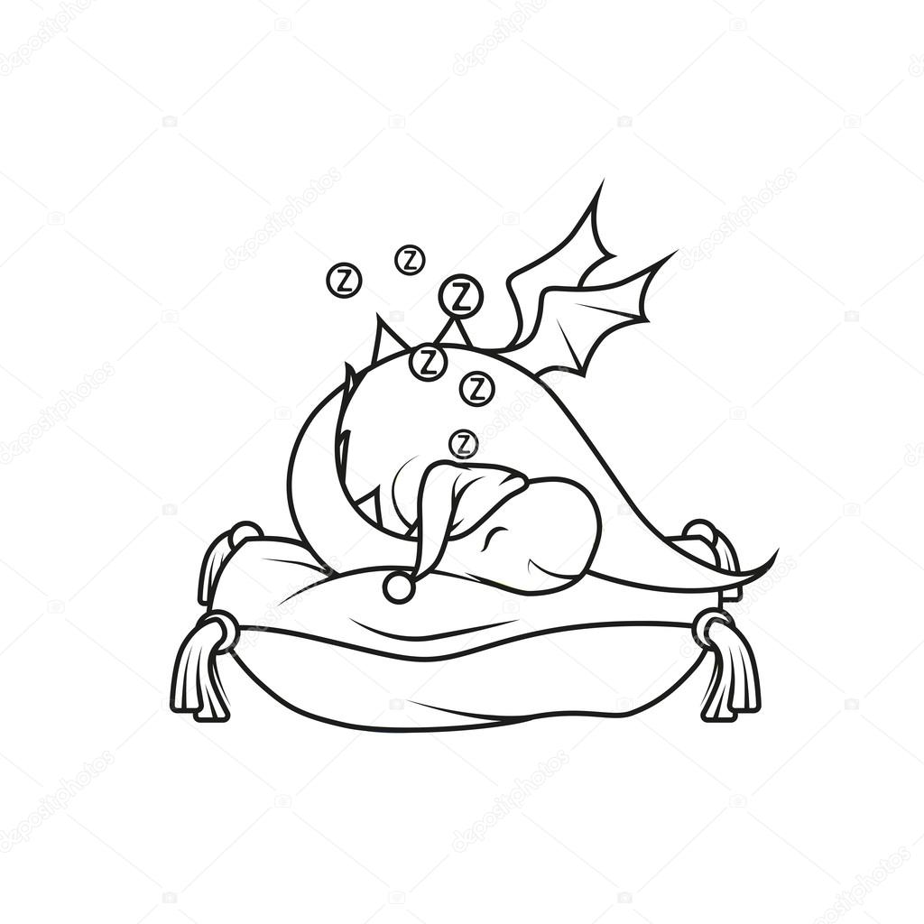 stock illustration coloring book cute little dragon