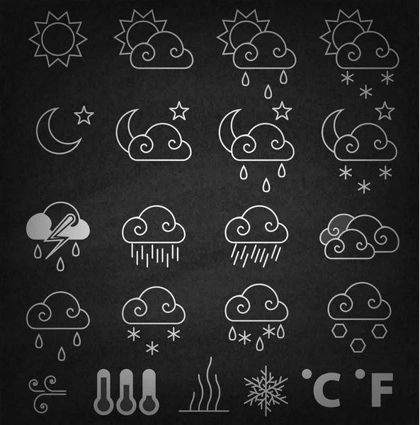 Ikony předpovědí počasí nastaveny — Stockový vektor
