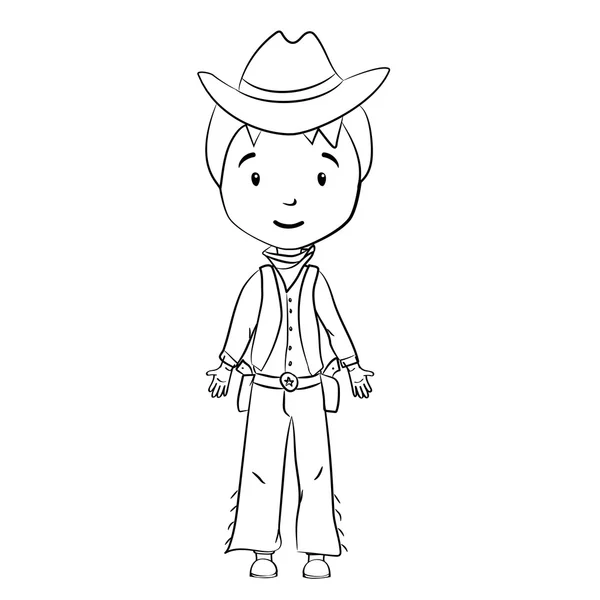 Libro para colorear: personaje de vaquero de dibujos animados — Vector de stock