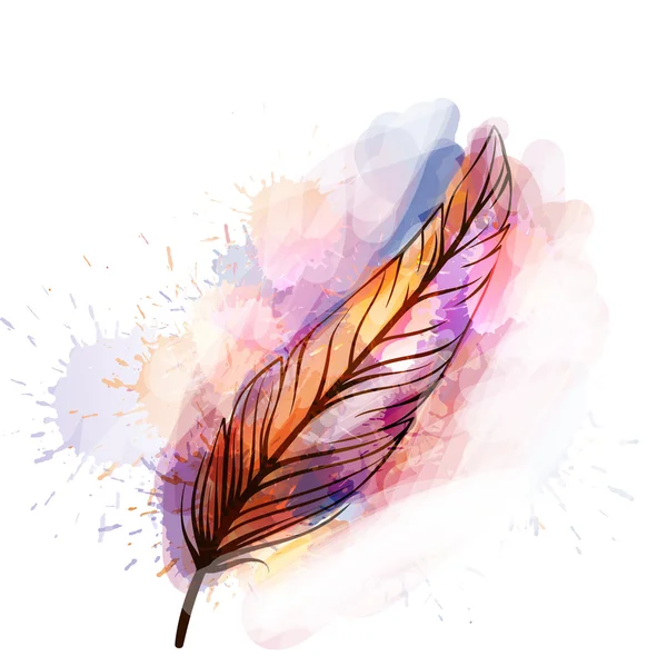 Watercolor grunge feather — Stock Vector