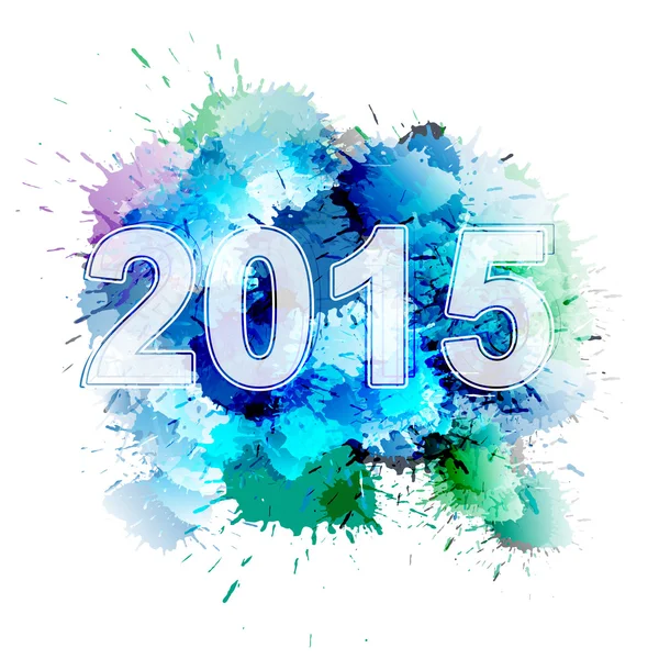 2015 devant des éclaboussures colorées — Image vectorielle