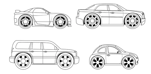 塗り絵: 様式車セット — ストックベクタ