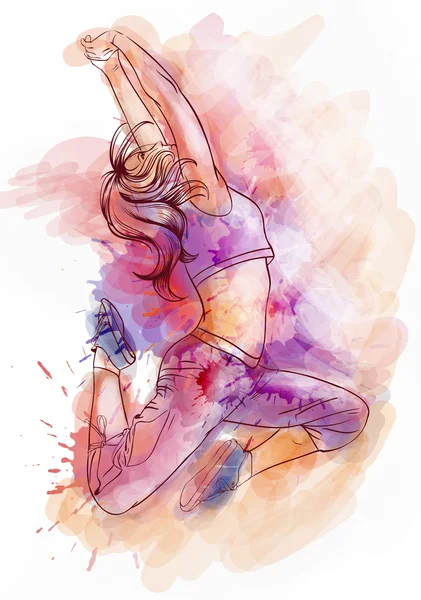 Danseuse d'aquarelle lumineuse — Image vectorielle