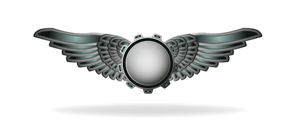 Emblème abstrait de style Steampunk avec engrenages et ailes — Image vectorielle