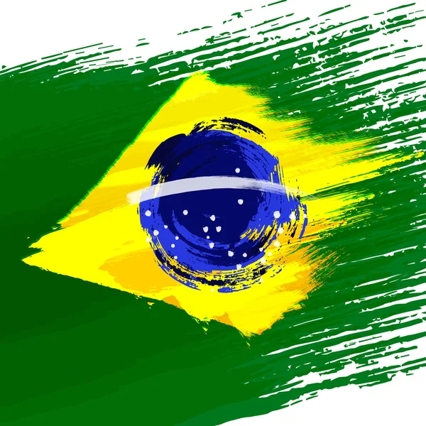 Fondo grunge en colores de bandera brasileña — Vector de stock