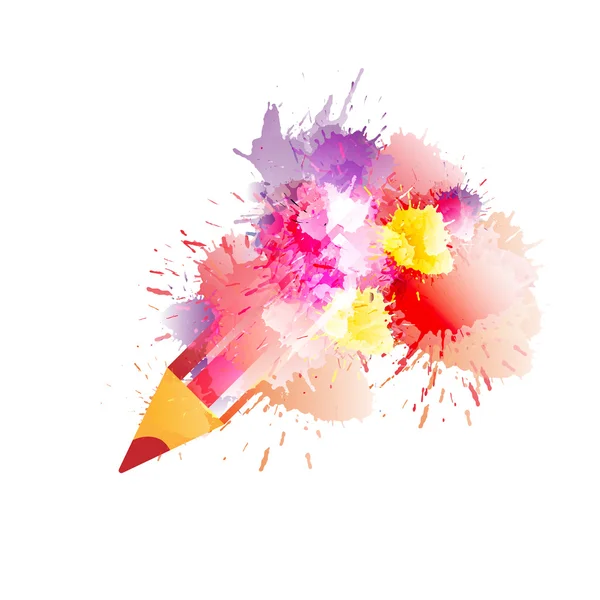Tužka s barevné cákance. Koncept kreativity — Stockový vektor