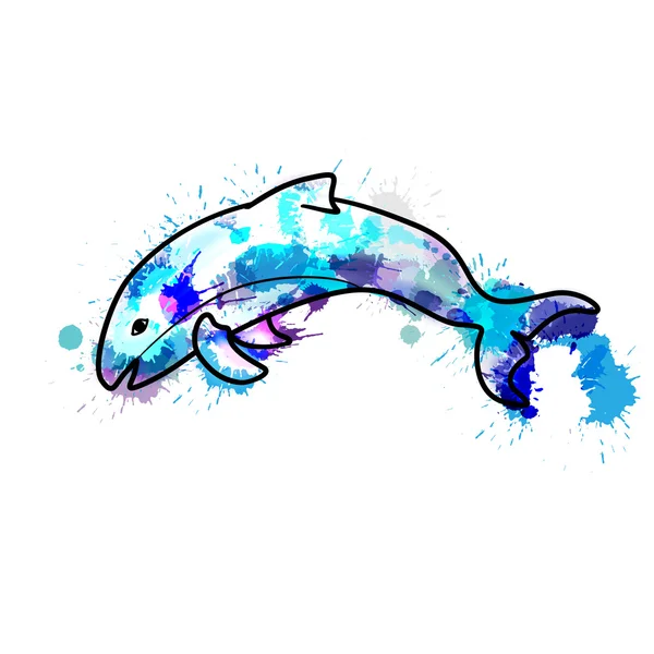 Porpoise Vaquita fatto di spruzzi colorati — Vettoriale Stock