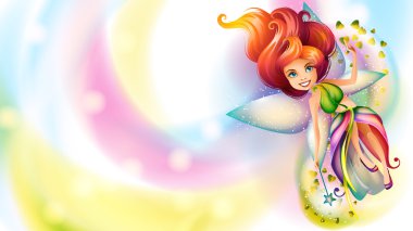 Cute colorful fairy character on a bright background clipart