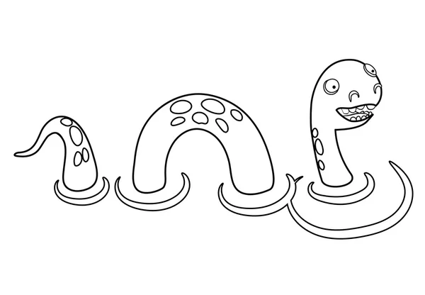 Livro para colorir: monstro Loch Ness — Vetor de Stock