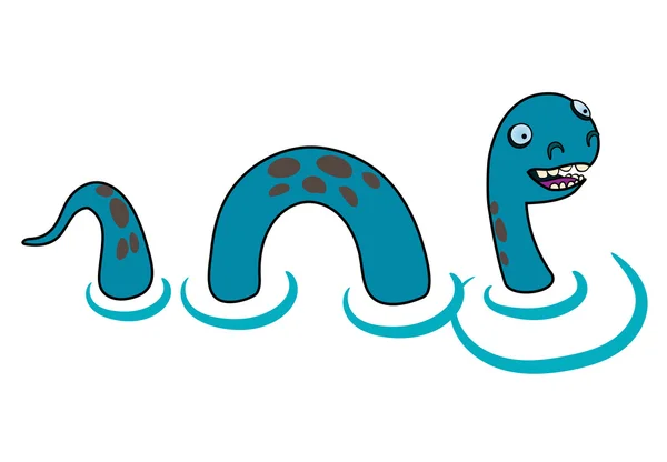 Estilo de dibujos animados Loch Ness monstruo — Archivo Imágenes Vectoriales