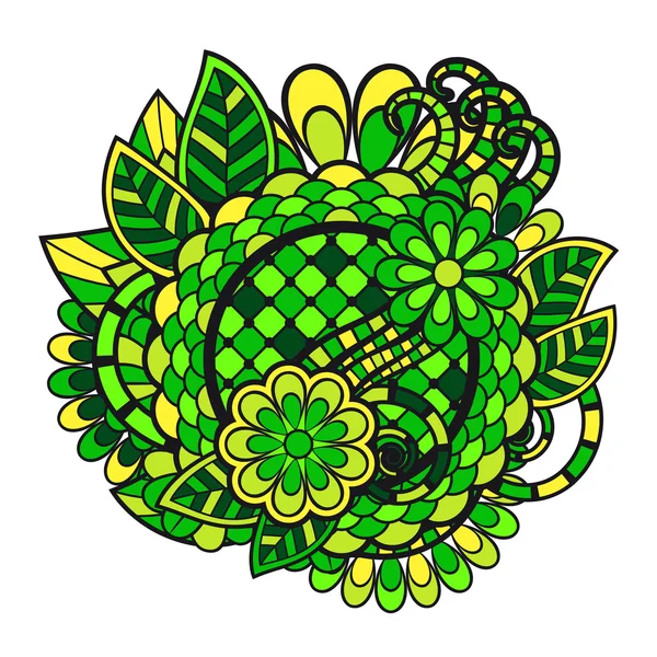 Zen emaranhado doodle ornamento floral — Vetor de Stock