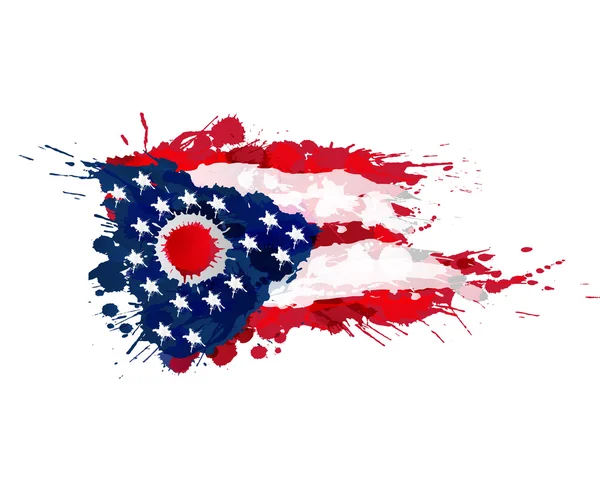 Drapeau de l'Ohio, États-Unis fait d'éclaboussures colorées — Image vectorielle