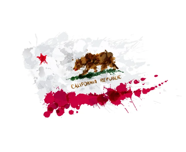 Drapeau de Californie, États-Unis fait d'éclaboussures colorées — Image vectorielle