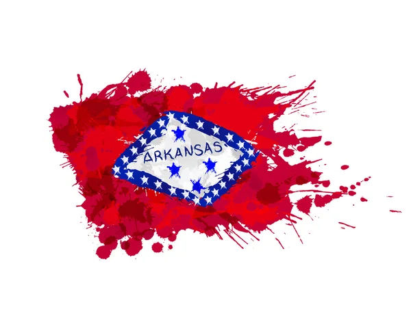 Bandera de Arkansas, EE.UU. hecha de salpicaduras de colores — Vector de stock