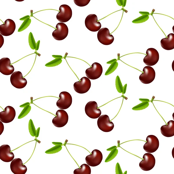 Patrón de cerezas sin costura — Vector de stock