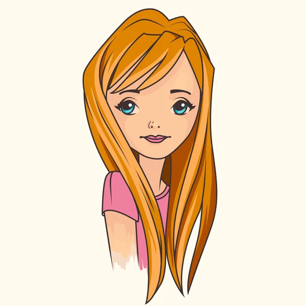 Bastante adolescente chica retrato — Vector de stock