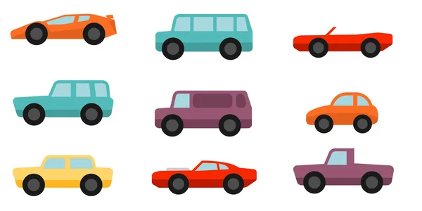 Set de voitures de style plat — Image vectorielle