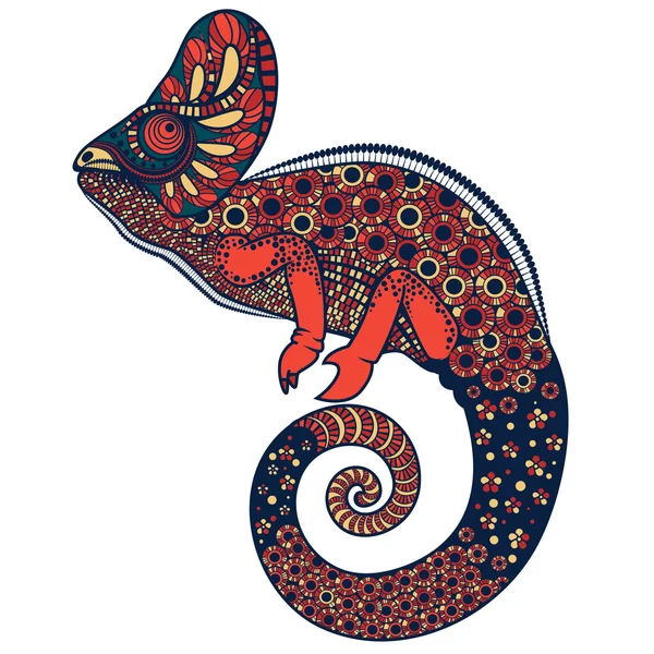 Illustration vectorielle caméléon décorée colorée — Image vectorielle